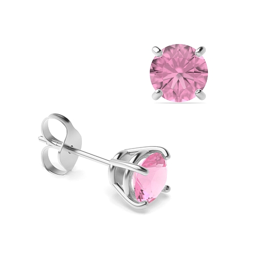 4 Prong Classic basket Tourmaline Diamond Earrings