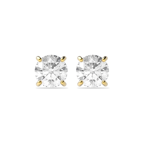 4 Prong Yellow Gold Classic basket Diamond Earrings