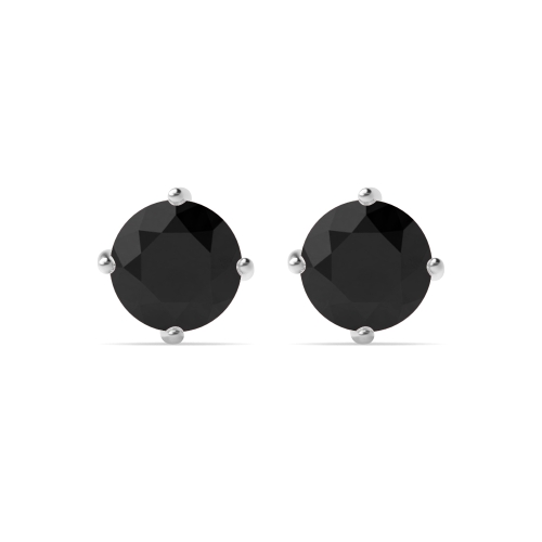 4 Prong Round Quad Black Diamond Stud Earrings