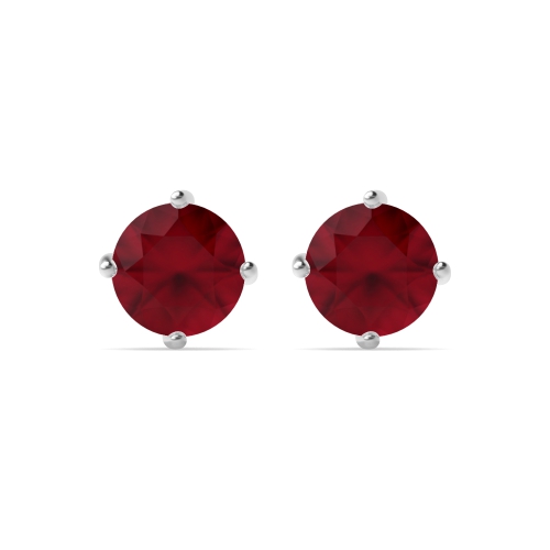 4 Prong Round Quad Ruby Stud Earrings