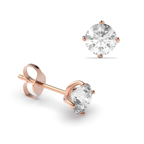 4 Prong Round Rose Gold Twisted Diamond Earrings