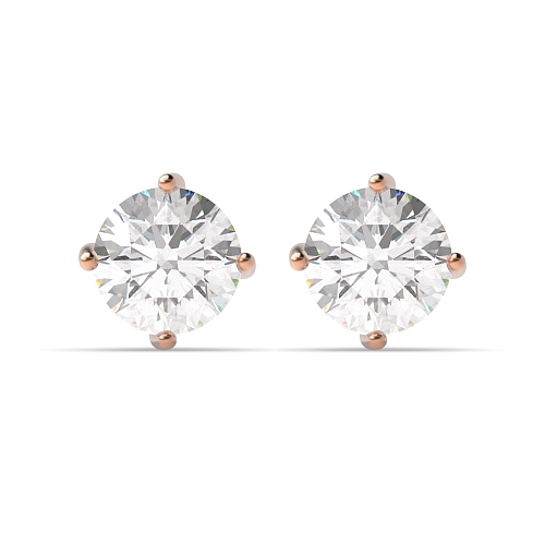 4 Prong Round Rose Gold Twisted Diamond Earrings
