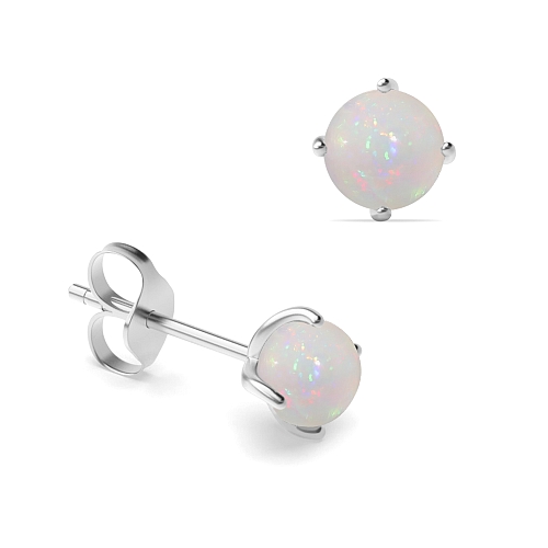 4 Prong Round Twisted Opal Diamond Earrings