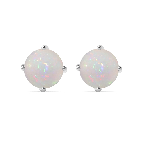 4 Prong Round Twisted Opal Diamond Earrings