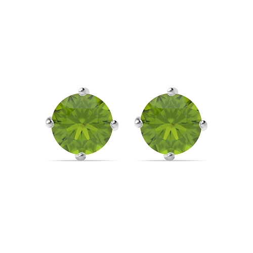 4 Prong Round Twisted Peridot Diamond Earrings