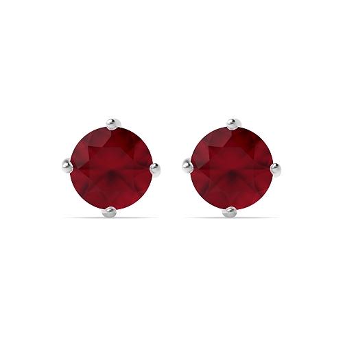 4 Prong Round Twisted Ruby Diamond Earrings