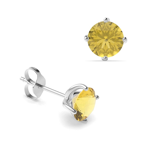 4 Prong Round Twisted Topaz Diamond Earrings