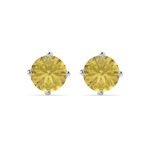 4 Prong Round Twisted Topaz Diamond Earrings
