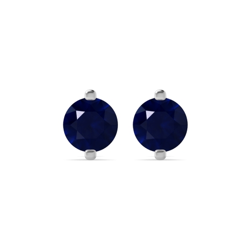 3 Prong 2 prongs Blue Sapphire Stud Earrings