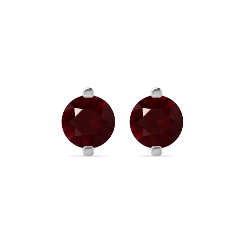 3 Prong 2 prongs Ruby Stud Earrings