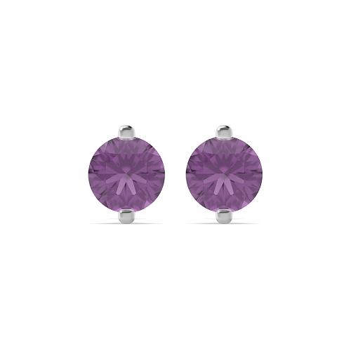 4 Prong Open set Amethyst Diamond Earrings