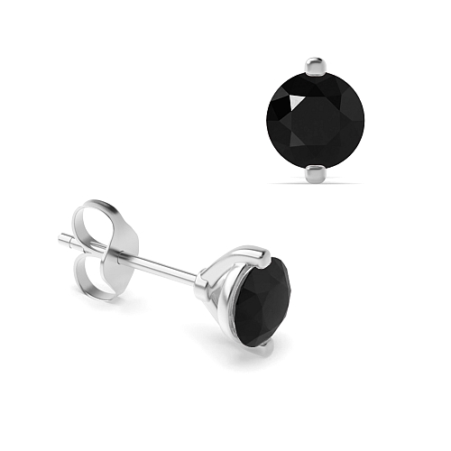 4 Prong Open set Black Diamond Earrings