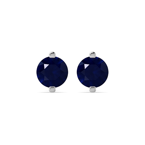 4 Prong Open set Blue Sapphire Diamond Earrings