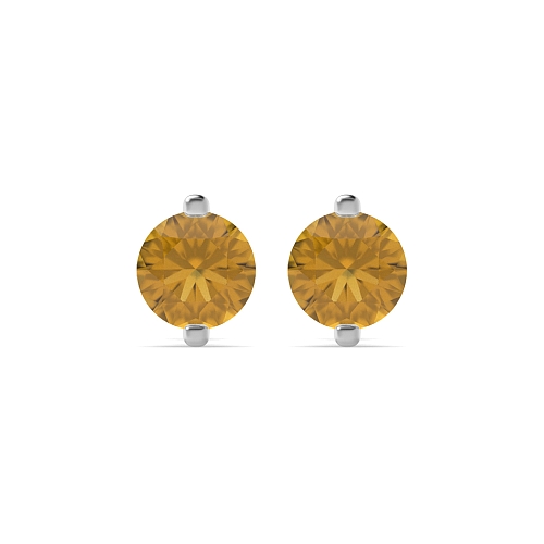 4 Prong Open set Citrine Stud Diamond Earrings