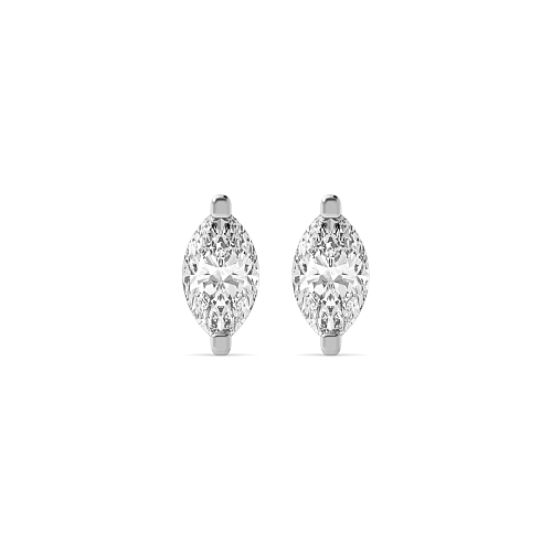 3 Prong Marquise 2 prongs round shape Stud Earrings