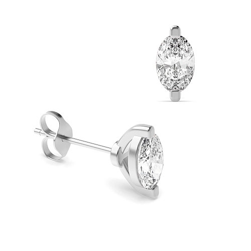 4 Prong Oval Open set Diamond Earrings