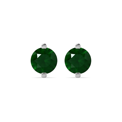 4 Prong Open set Emerald Diamond Earrings