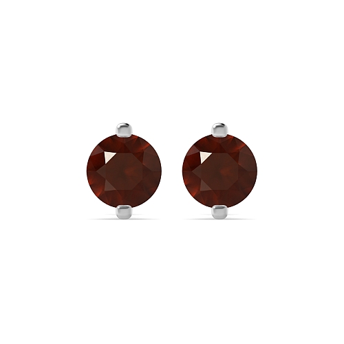 4 Prong Open set Garnet Diamond Earrings