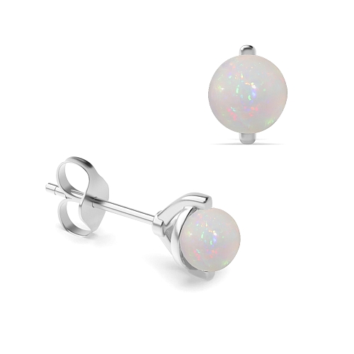 4 Prong Open set Opal Diamond Earrings