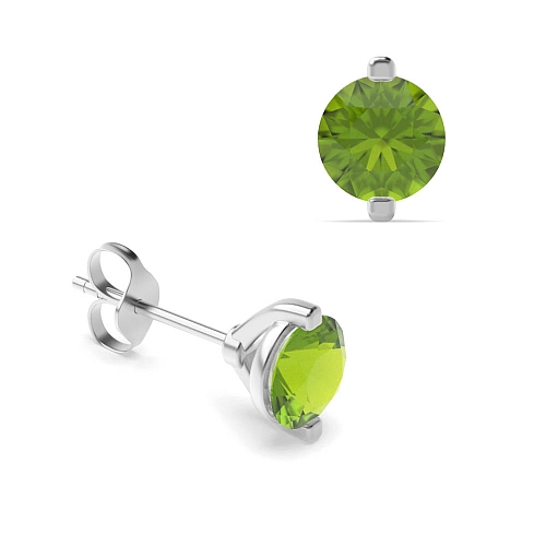 4 Prong Open set Peridot Diamond Earrings