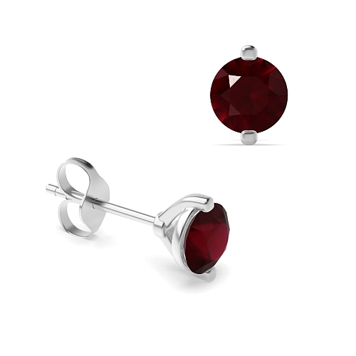 4 Prong Open set Ruby Diamond Earrings