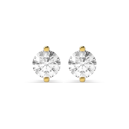 4 Prong Yellow Gold Open set Diamond Earrings