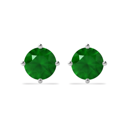 4 Prong timeless Emerald Stud Earrings