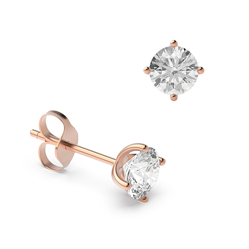 4 Prong Rose Gold Classic open set Diamond Earrings