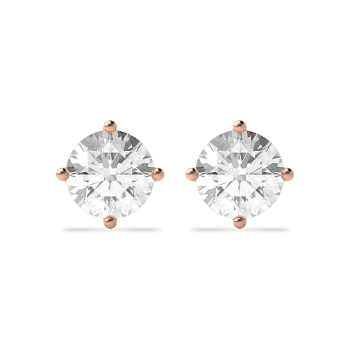 4 Prong Rose Gold Classic open set Diamond Earrings