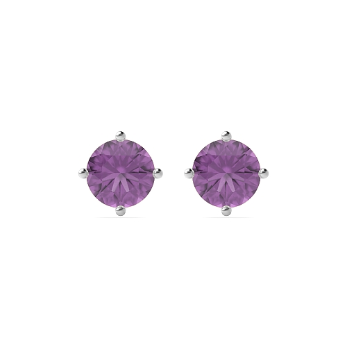 4 Prong Classic open set Amethyst Diamond Earrings