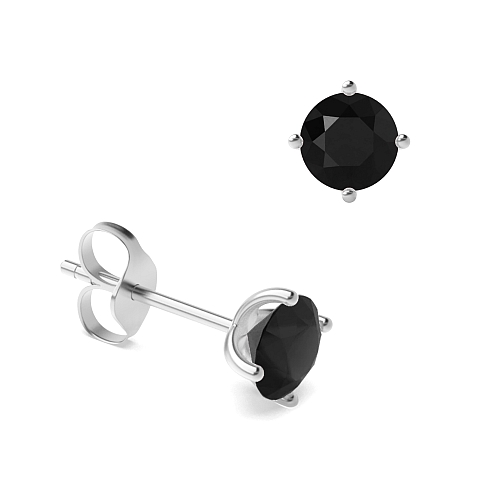 4 Prong Classic open set Black Diamond Earrings