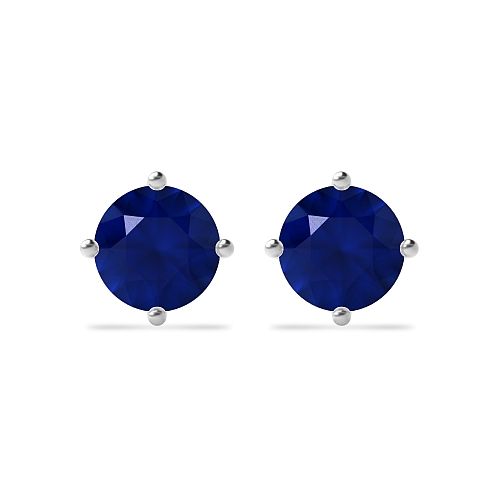 4 Prong Classic open set Blue Sapphire Diamond Earrings