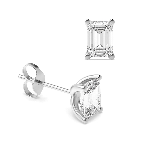 4 Prong Emerald classic open set Stud Earrings