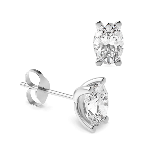 4 Prong Oval Classic open set Diamond Earrings