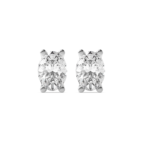 4 Prong Oval Classic open set Diamond Earrings