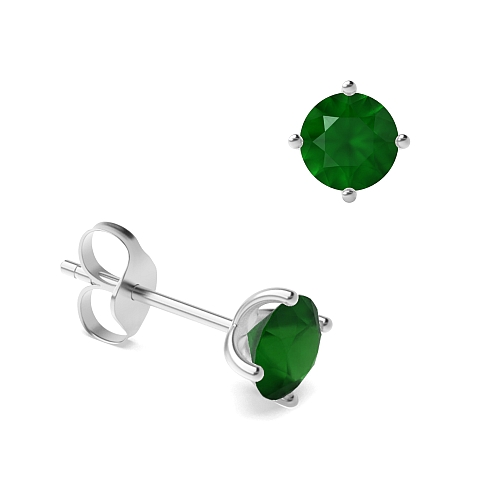 4 Prong Classic open set Emerald Diamond Earrings