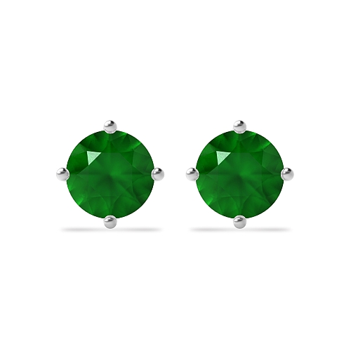 4 Prong Classic open set Emerald Diamond Earrings