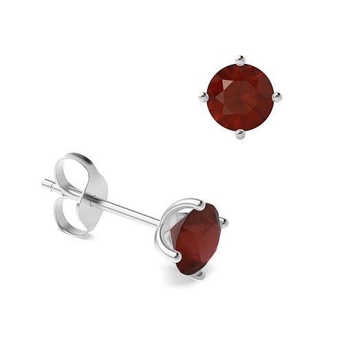 4 Prong Classic open set Garnet Diamond Earrings