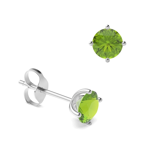 4 Prong Classic open set Peridot Diamond Earrings