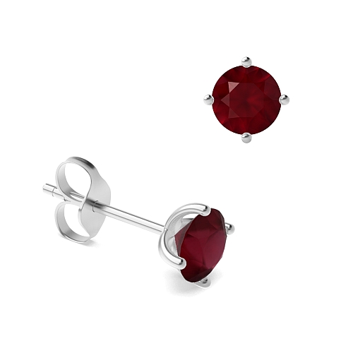 4 Prong Classic open set Ruby Diamond Earrings