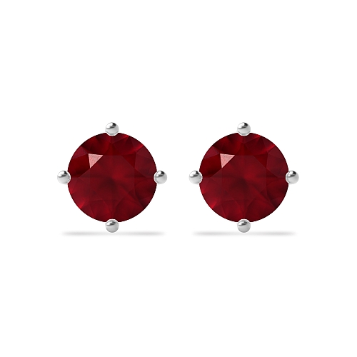 4 Prong Classic open set Ruby Diamond Earrings