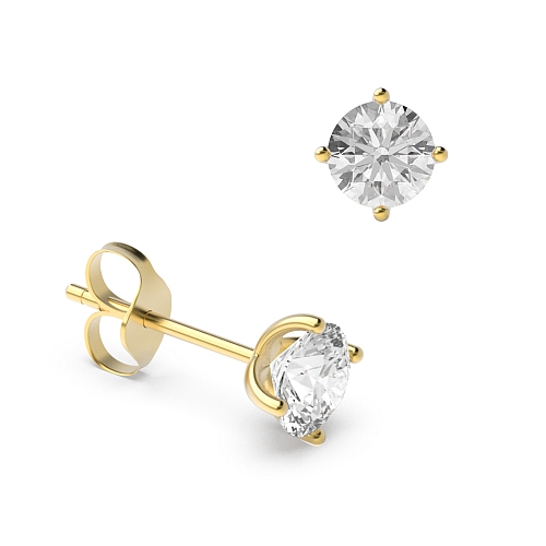 4 Prong Round 0.40 I1 I ABELINI 9K Yellow Gold classic open set Stud diamond earrings