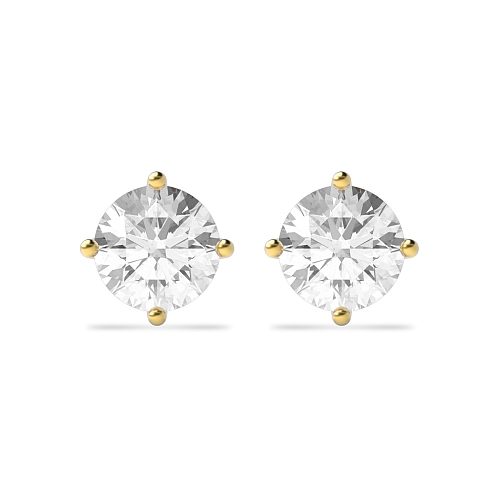 4 Prong Round 0.40 I1 I ABELINI 9K Yellow Gold classic open set Stud diamond earrings