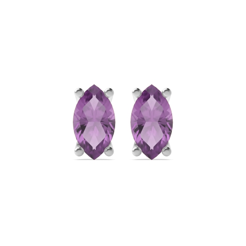 4 Prong Marquise Birthstone Stud Earrings