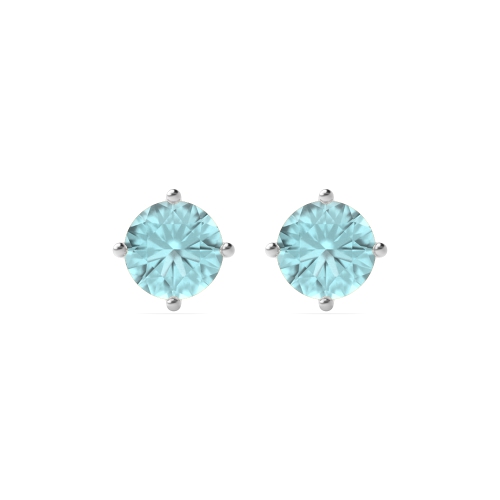 4 Prong Birthstone Aquamarine Stud Diamond Jewellery