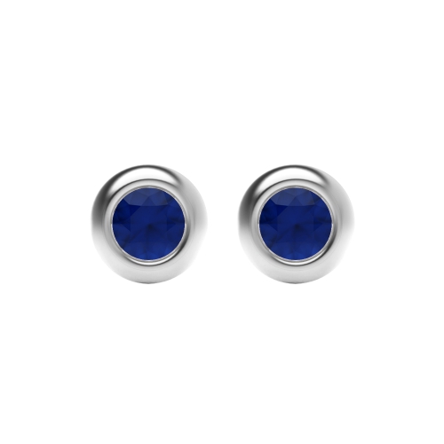 Bezel Setting PhaseSolitaire Blue Sapphire Stud Earrings