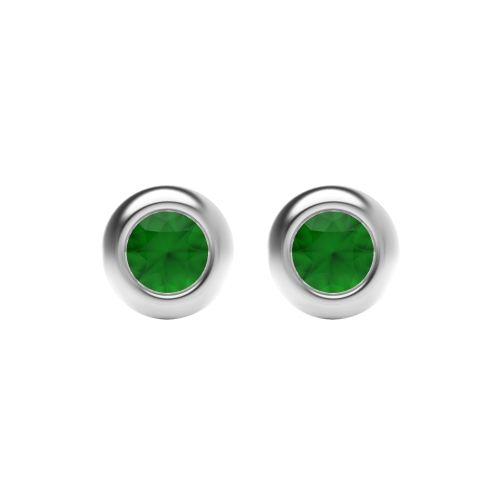 Bezel Setting PhaseSolitaire Emerald Stud Earrings