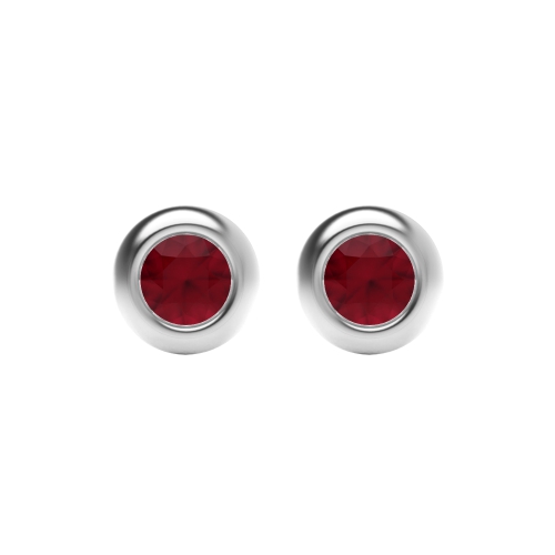 Bezel Setting PhaseSolitaire Ruby Stud Earrings