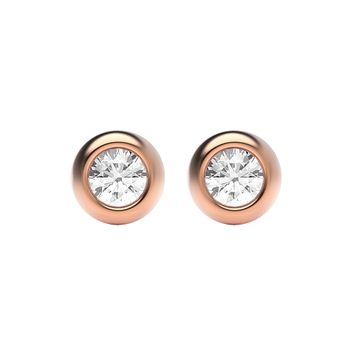 Bezel Setting Rose Gold Solid Diamond Earrings