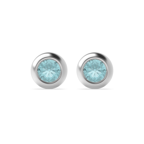 Bezel Setting PhaseSolitaire Aquamarine Stud Diamond Jewellery